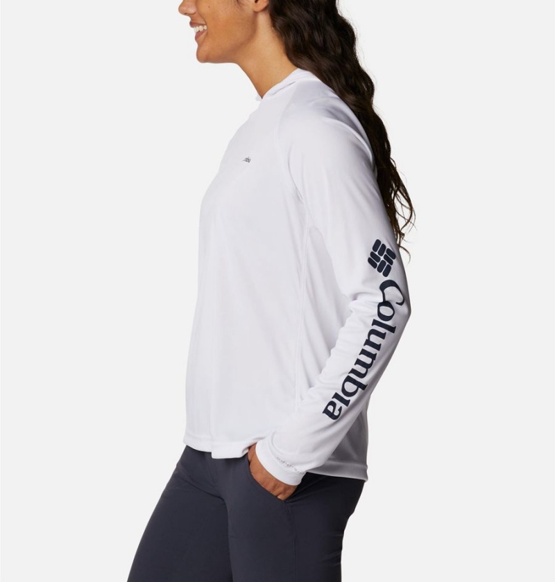 White Columbia Fork Stream Long Sleeve Women's Hoodie | 71380LNTE