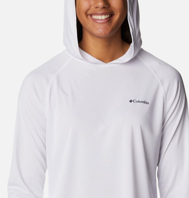 White Columbia Fork Stream Long Sleeve Women's Hoodie | 71380LNTE