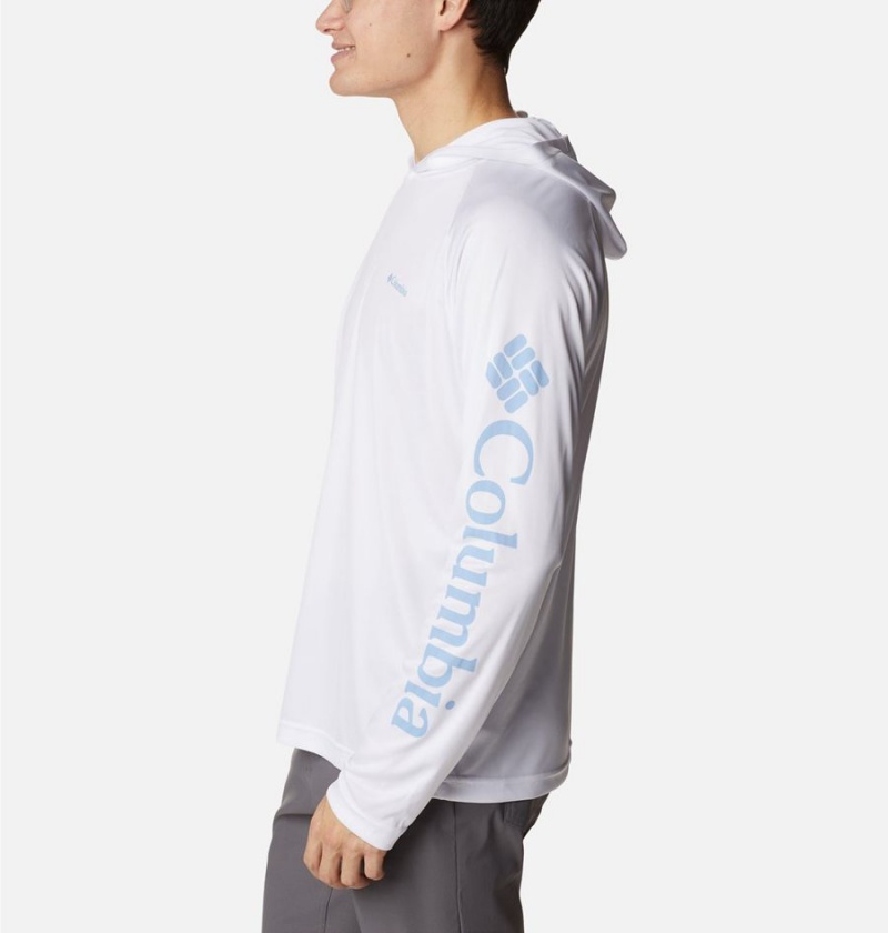 White Columbia Fork Stream Men's Hoodie | 01784KCAN