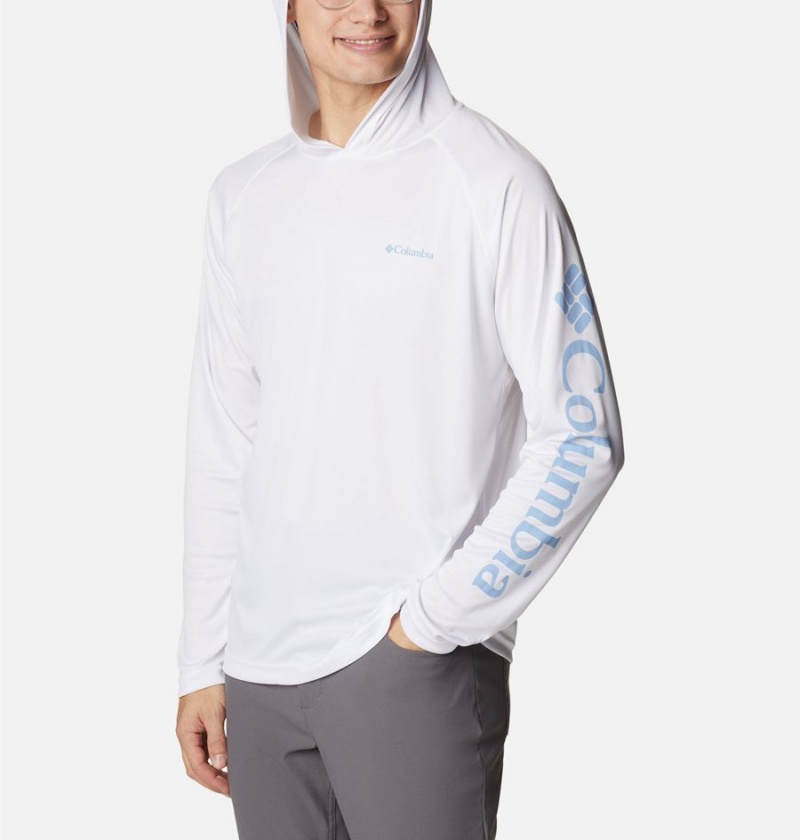 White Columbia Fork Stream Men's Hoodie | 01784KCAN