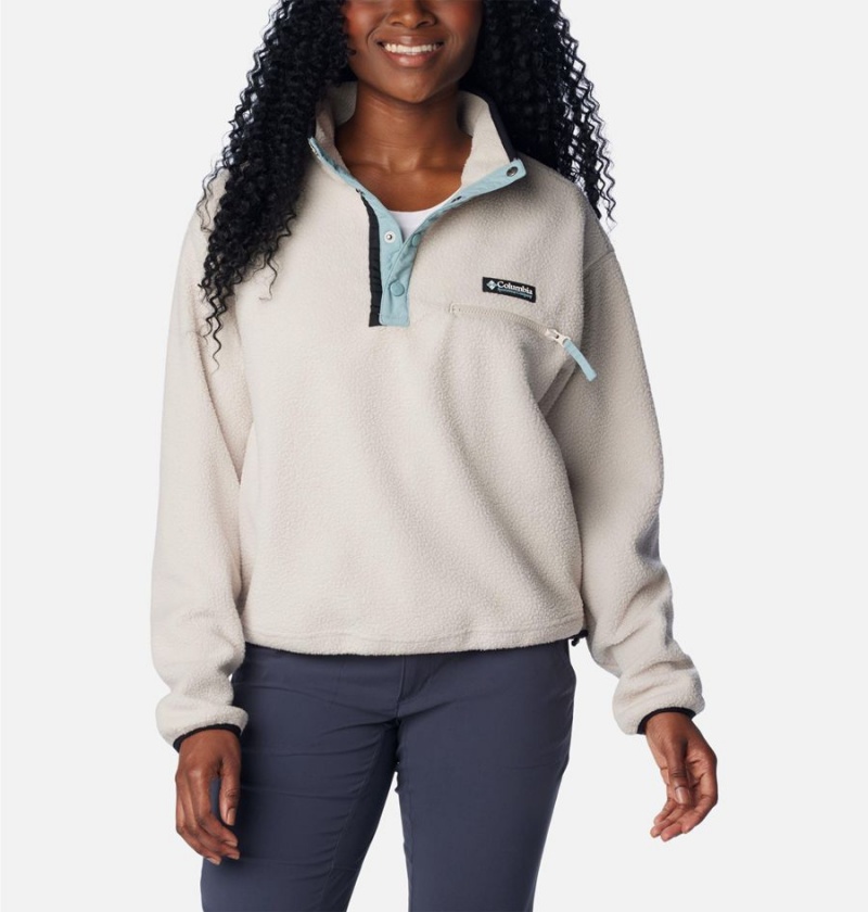 White Columbia Helvetia Cropped Half Snap Fleece Women's Pullover | 45038YXIJ