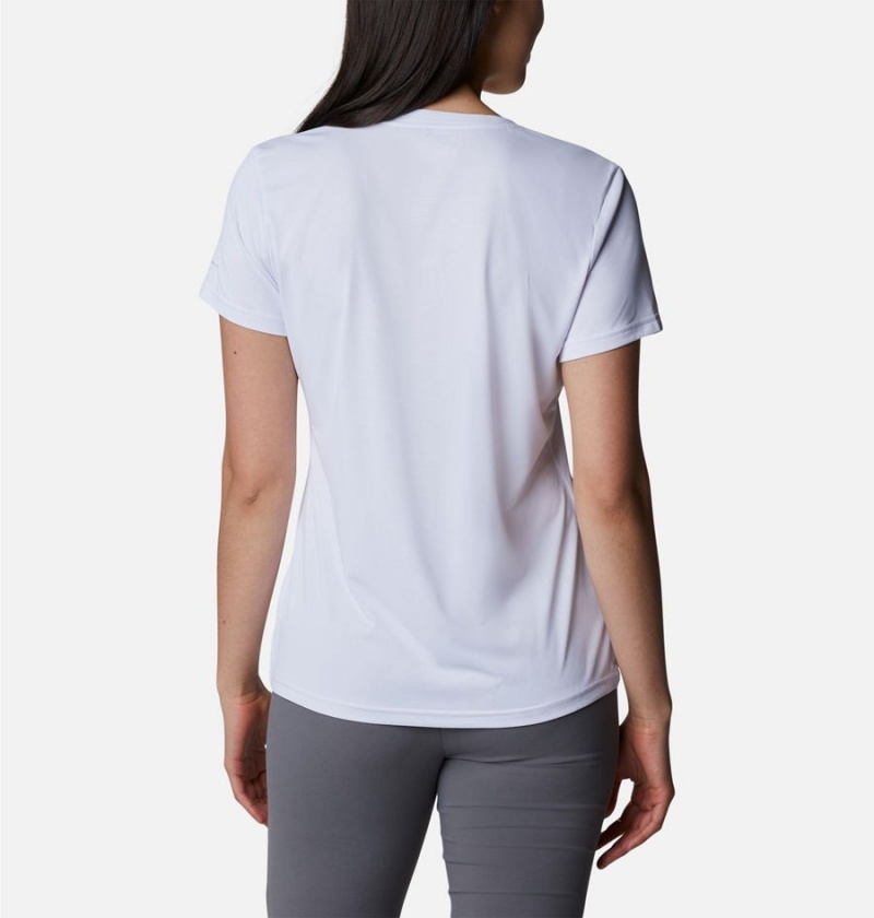 White Columbia Hike Short Sleeve V-Neck Women's T-Shirt | 36214UJEI