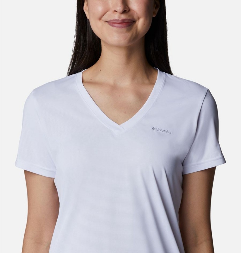 White Columbia Hike Short Sleeve V-Neck Women's T-Shirt | 36214UJEI