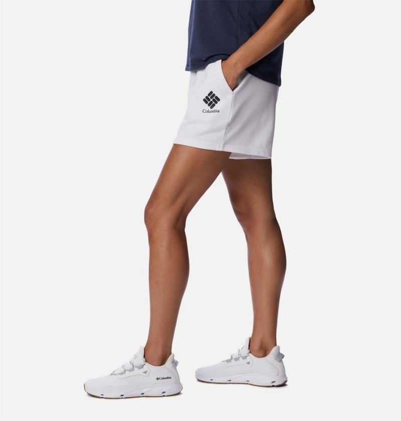 White Columbia Logo III French Terry Women's Shorts | 28469JQFP