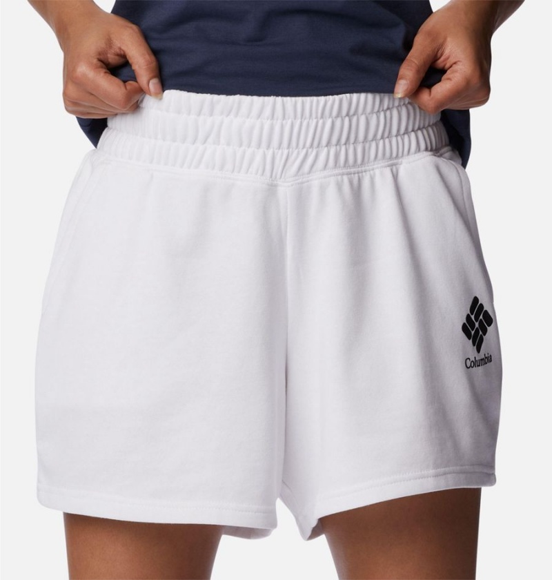 White Columbia Logo III French Terry Women's Shorts | 28469JQFP