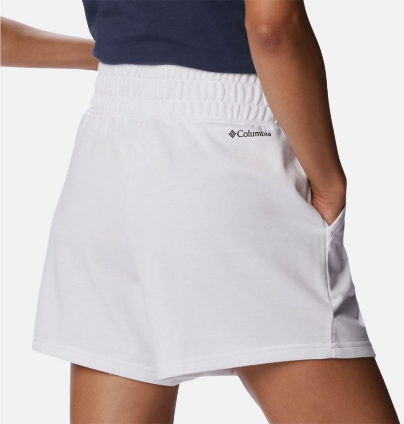 White Columbia Logo III French Terry Women's Shorts | 28469JQFP