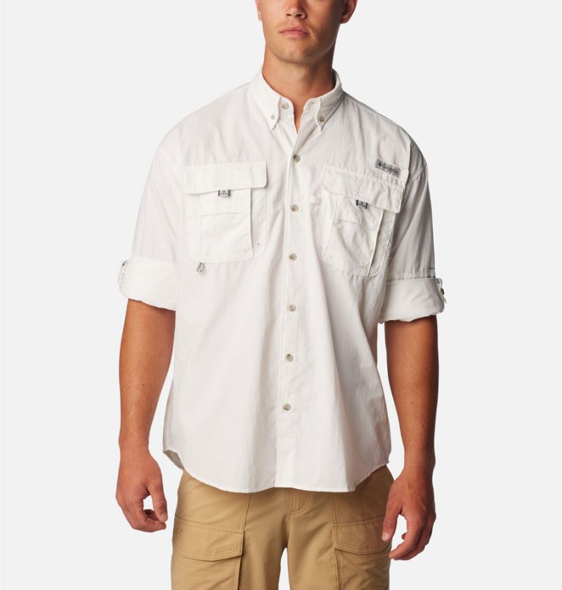 White Columbia PFG Bahama II Long Sleeve Men's Shirt | 28403MGFH