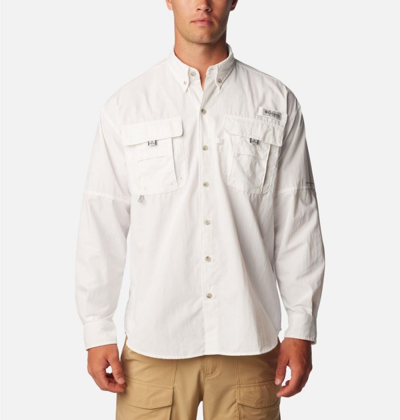 White Columbia PFG Bahama II Long Sleeve Men\'s Shirt | 28403MGFH