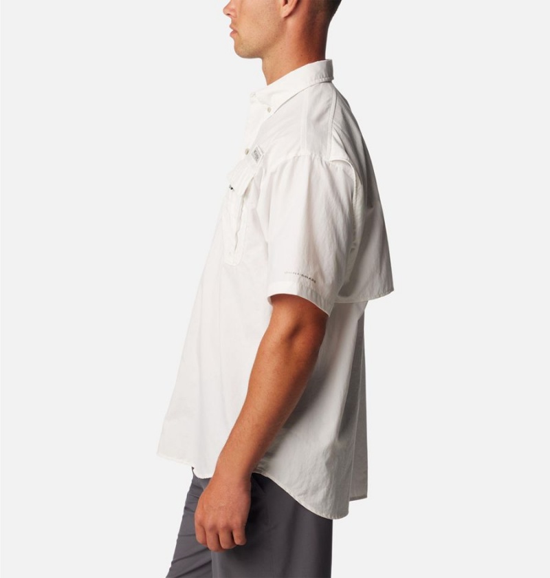 White Columbia PFG Bahama II Short Sleeve Men's Shirt | 19348NLID