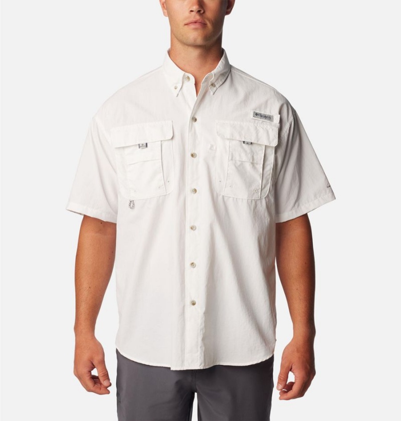 White Columbia PFG Bahama II Short Sleeve Men\'s Shirt | 19348NLID