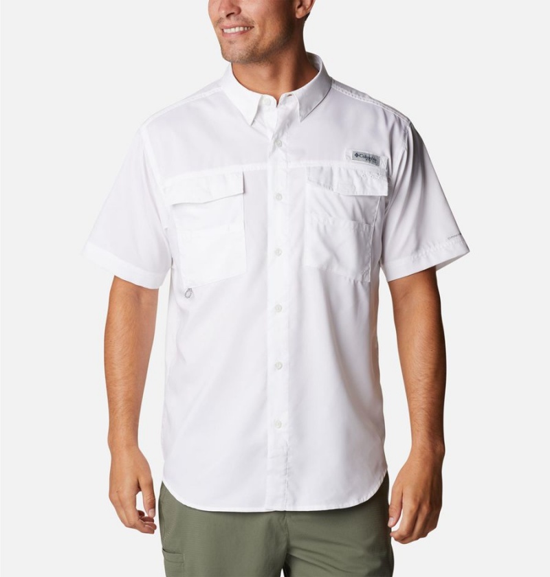 White Columbia PFG Blood and Guts IV Woven Short Sleeve Men\'s Shirt | 28190EMQV