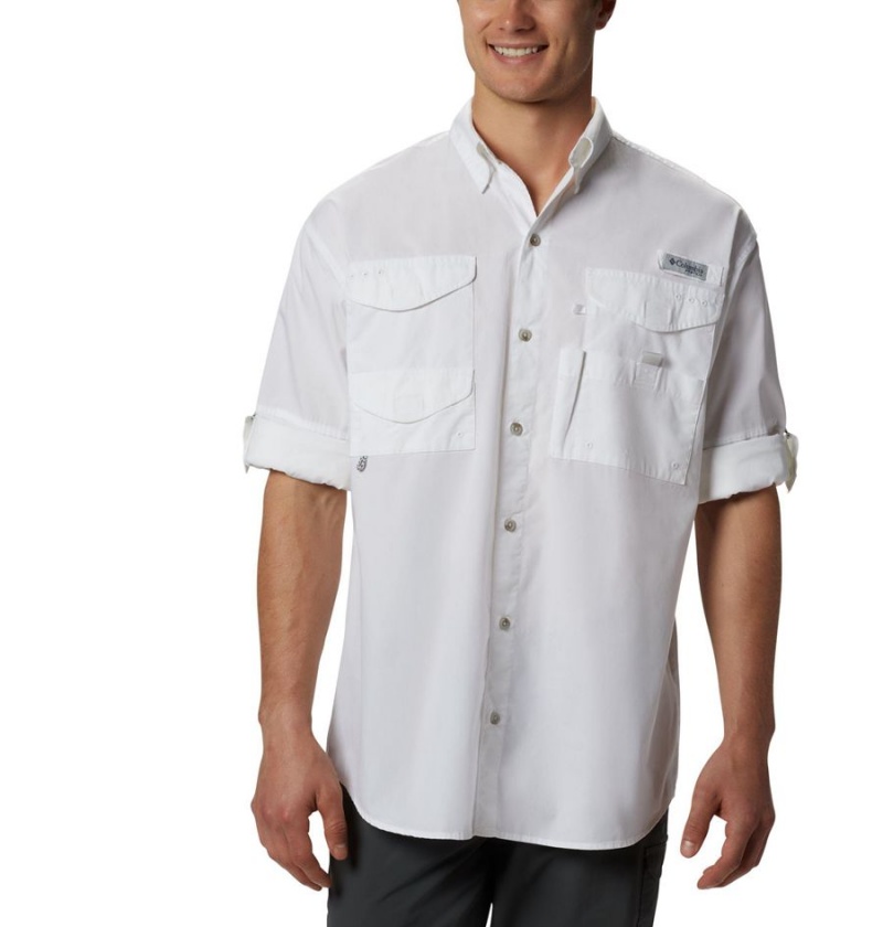 White Columbia PFG Bonehead Long Sleeve Men's Shirt | 08967BZVG