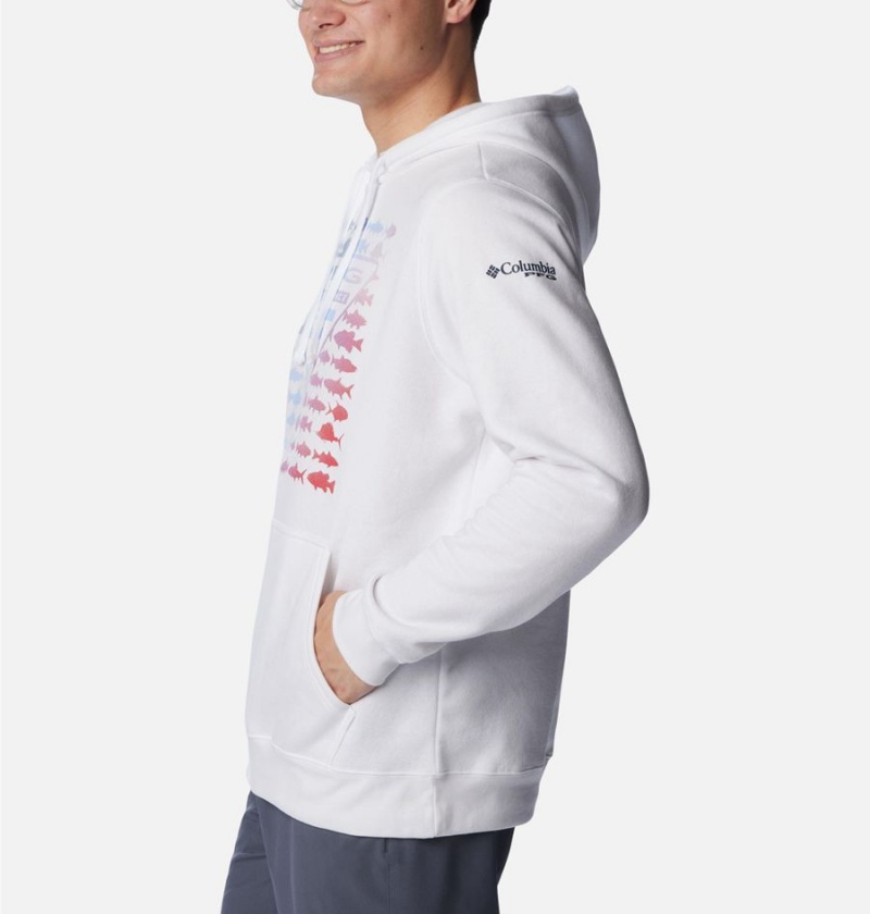 White Columbia PFG Elements Men's Hoodie | 36917IZWE