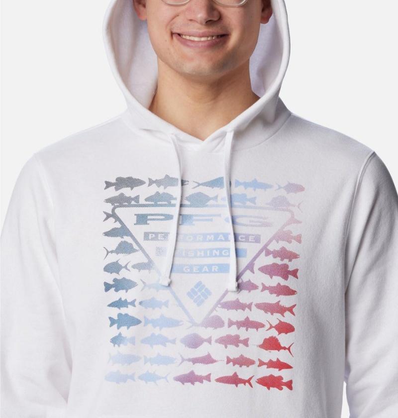 White Columbia PFG Elements Men's Hoodie | 36917IZWE