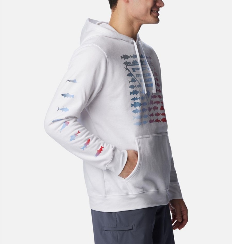 White Columbia PFG Elements Men's Hoodie | 36917IZWE