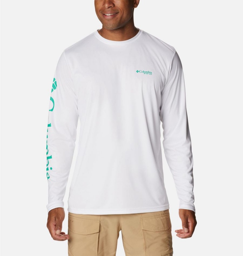 White Columbia PFG Terminal Tackle Carey Chen Long Sleeve Men's T-Shirt | 71860WXMR