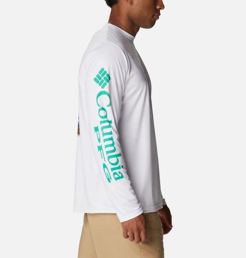 White Columbia PFG Terminal Tackle Carey Chen Long Sleeve Men's T-Shirt | 71860WXMR