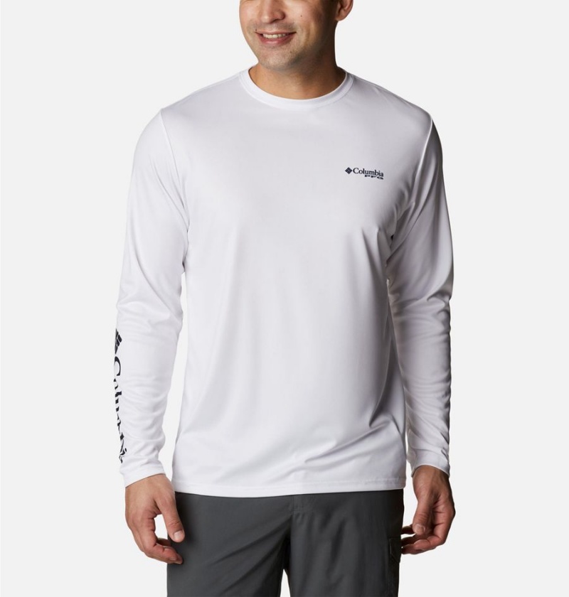 White Columbia PFG Terminal Tackle Statetriot Long Sleeve Men's T-Shirt | 65273RKEJ