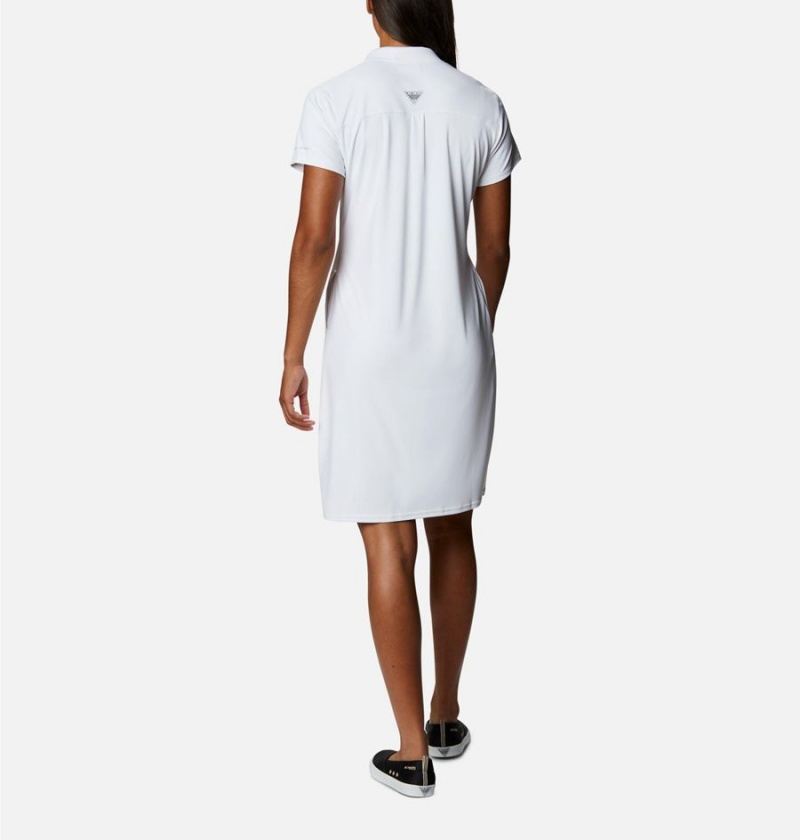 White Columbia PFG Tidal Tee Polo Women's Dress | 95124SXYA