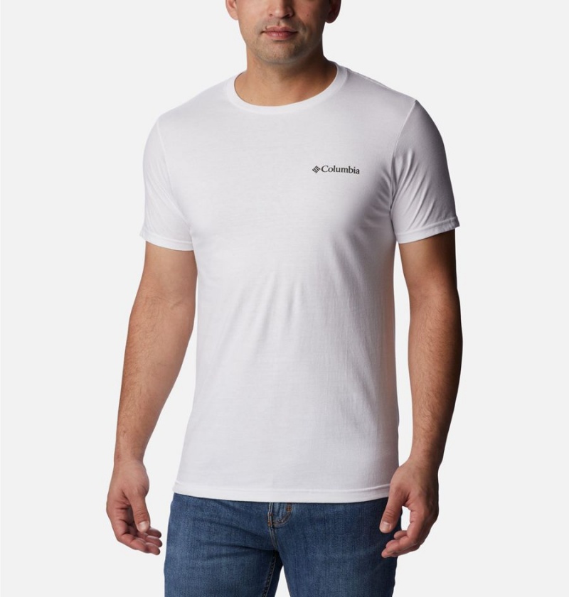 White Columbia Ridge Graphic Men's T-Shirt | 24369AVFY