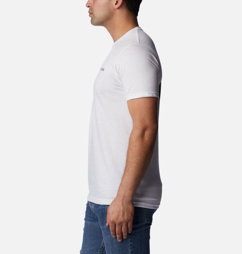 White Columbia Ridge Graphic Men's T-Shirt | 24369AVFY