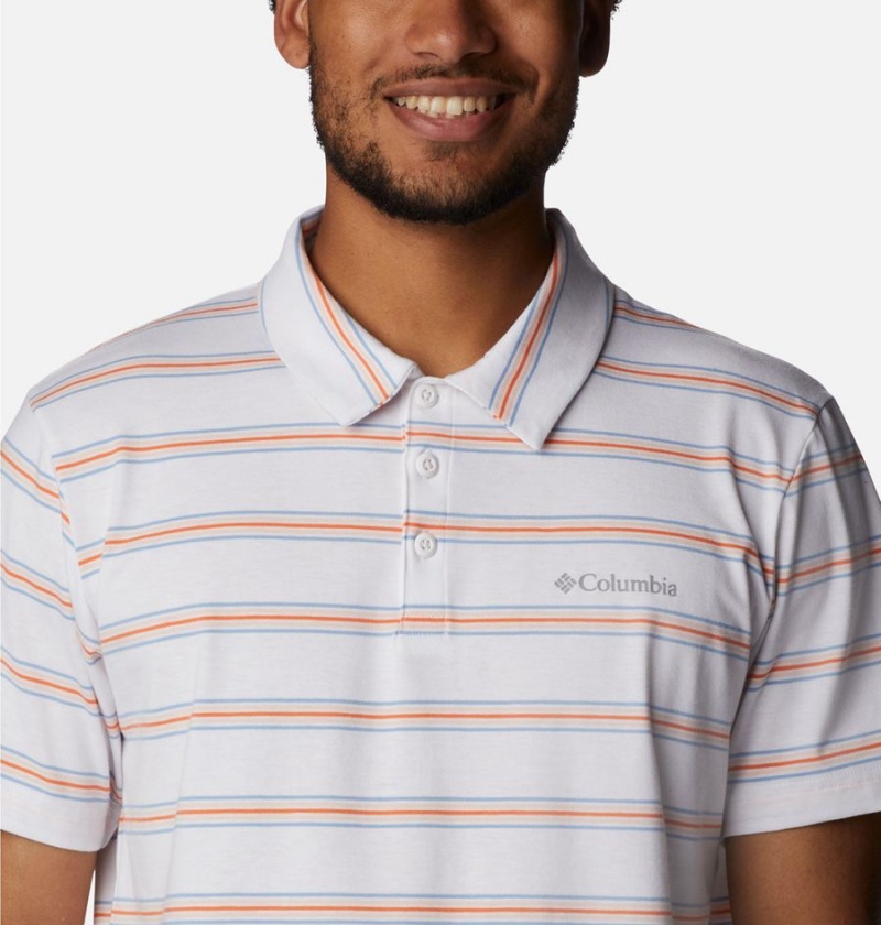 White Columbia Sun Trek Men's Polo Shirt | 03289AWQU