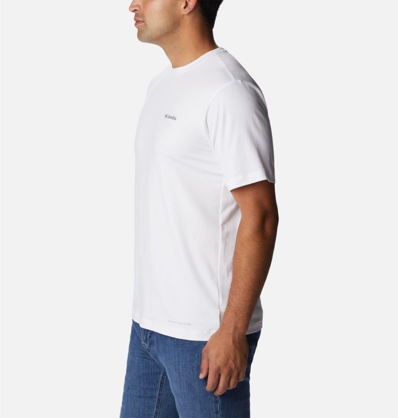 White Columbia Tech Trail Graphic Men's T-Shirt | 43795CLNA