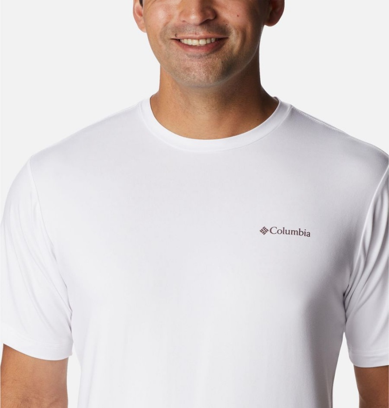 White Columbia Tech Trail Graphic Men's T-Shirt | 43795CLNA