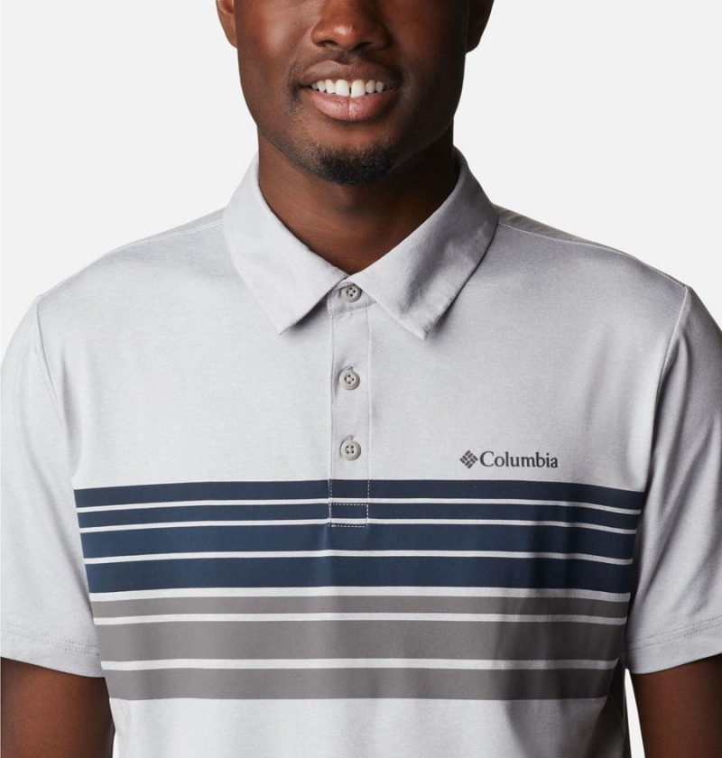 White Columbia Tech Trail Novelty Men's Polo Shirt | 35810EPMT