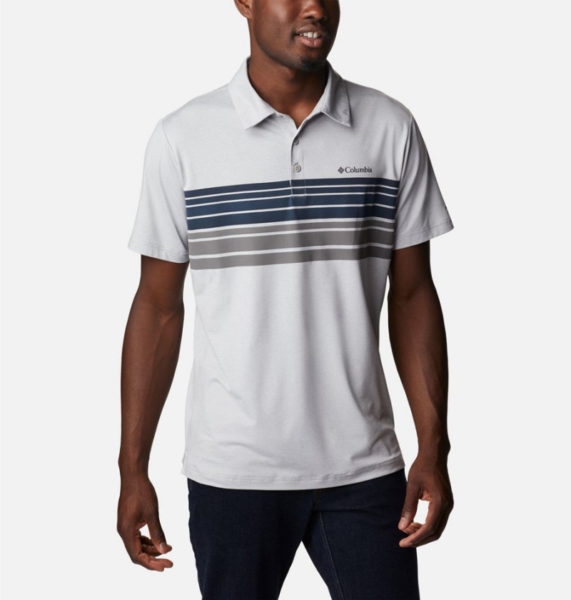 White Columbia Tech Trail Novelty Men's Polo Shirt | 35810EPMT