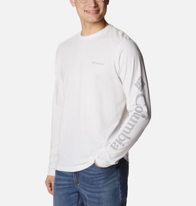 White Columbia Thistletown Hills Long Sleeve Logo Men's T-Shirt | 95640FVWX