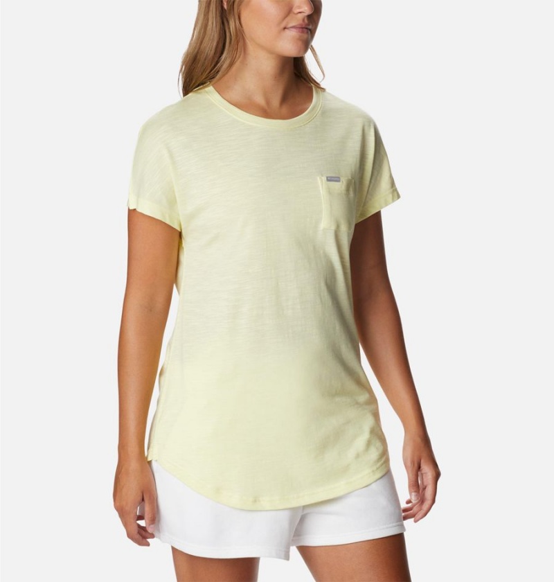 Yellow Columbia Cades Cape Women's T-Shirt | 48723SDIP