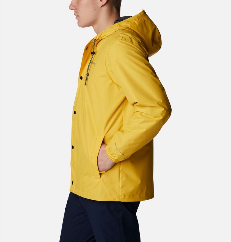 Yellow Columbia Cedar Cliff Men's Rain Jacket | 52418DKSG