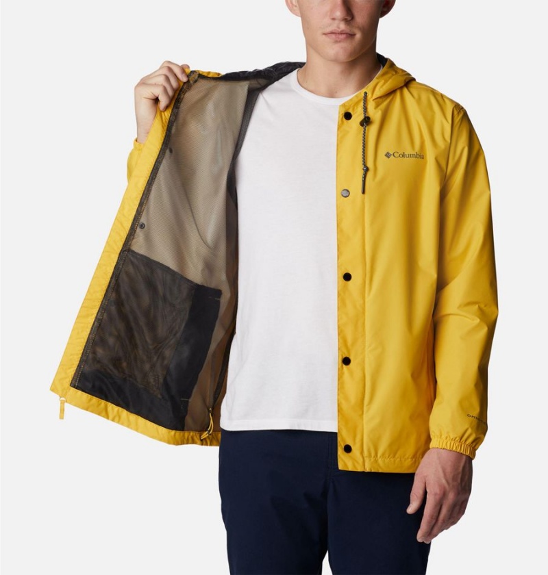 Yellow Columbia Cedar Cliff Men's Rain Jacket | 52418DKSG