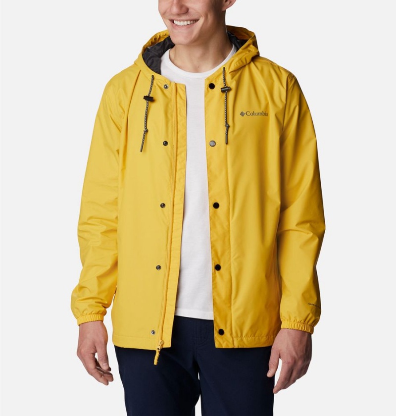 Yellow Columbia Cedar Cliff Men's Rain Jacket | 52418DKSG