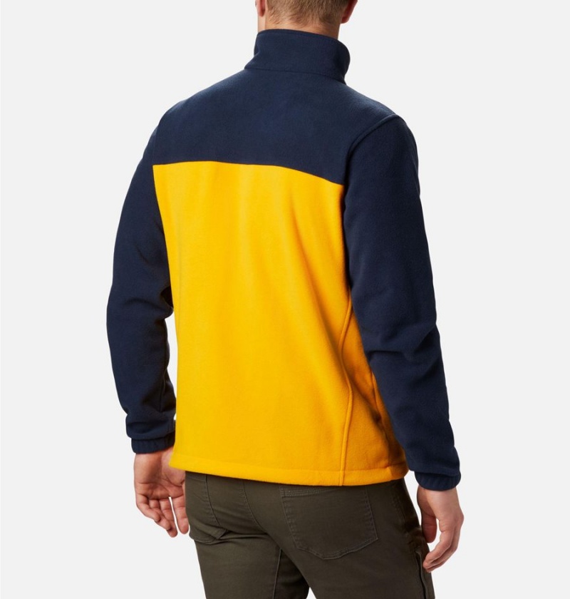 Yellow Columbia Collegiate Flanker III - West Virginia University Men's Fleece Jacket | 08597EJXK