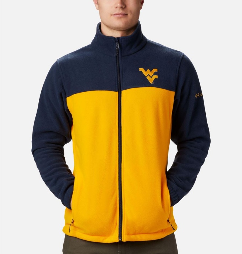 Yellow Columbia Collegiate Flanker III - West Virginia University Men's Fleece Jacket | 08597EJXK