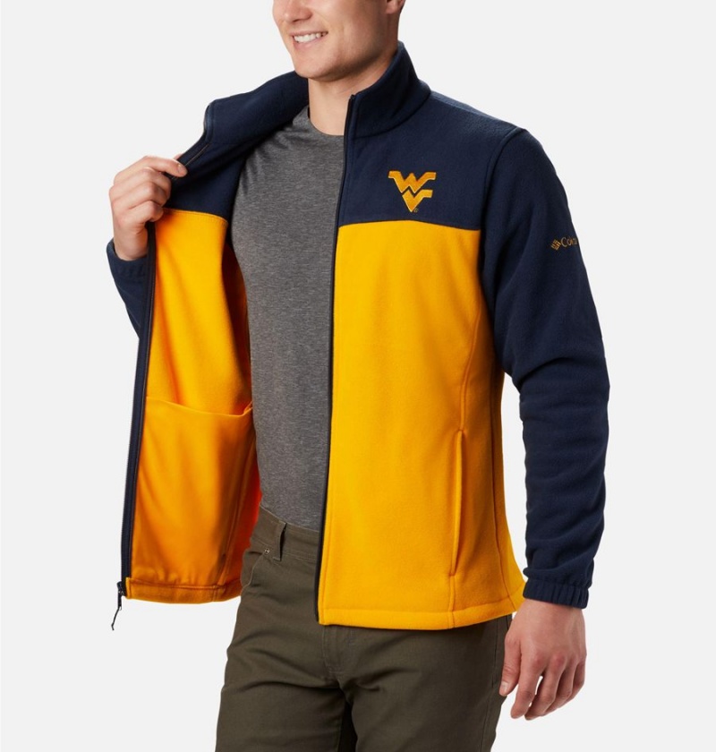 Yellow Columbia Collegiate Flanker III - West Virginia University Men's Fleece Jacket | 08597EJXK