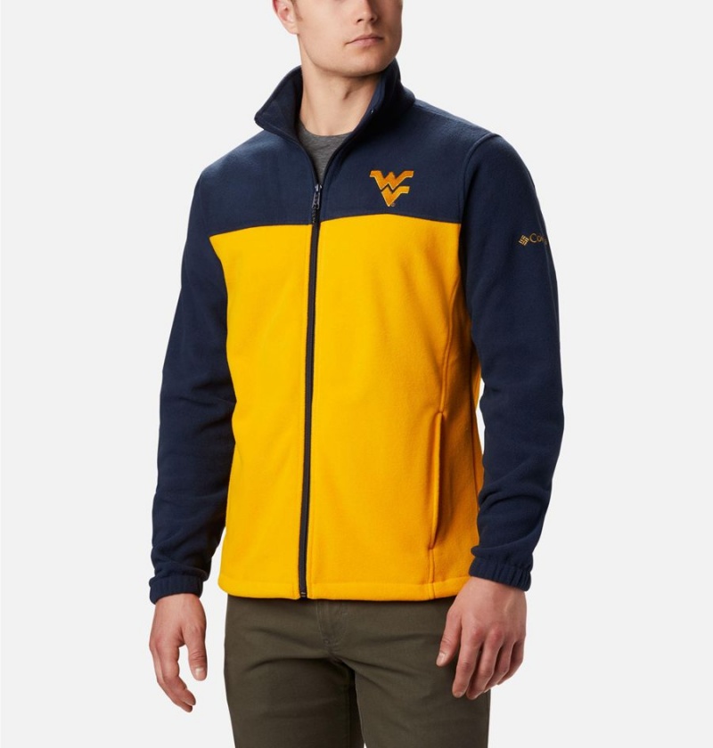 Yellow Columbia Collegiate Flanker III - West Virginia University Men\'s Fleece Jacket | 08597EJXK