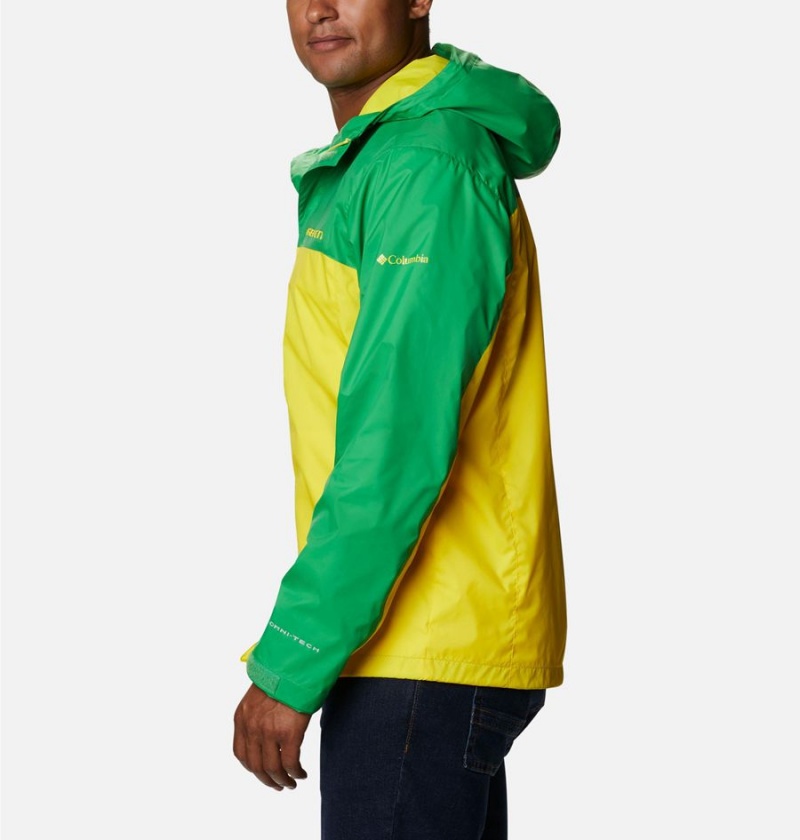 Yellow Columbia Collegiate Glennaker Storm - Oregon Men's Rain Jacket | 63487HJDF