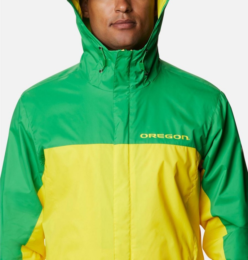 Yellow Columbia Collegiate Glennaker Storm - Oregon Men's Rain Jacket | 63487HJDF