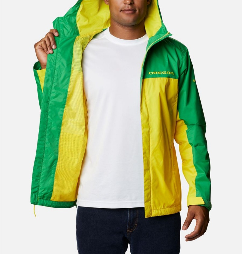 Yellow Columbia Collegiate Glennaker Storm - Oregon Men's Rain Jacket | 63487HJDF