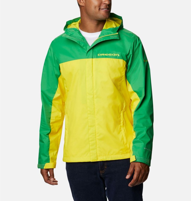 Yellow Columbia Collegiate Glennaker Storm - Oregon Men\'s Rain Jacket | 63487HJDF