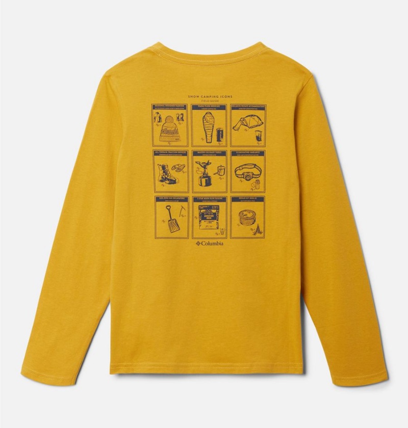 Yellow Columbia Dobson Pass Long Sleeve Graphic Kids' T-Shirt | 42680RUZF