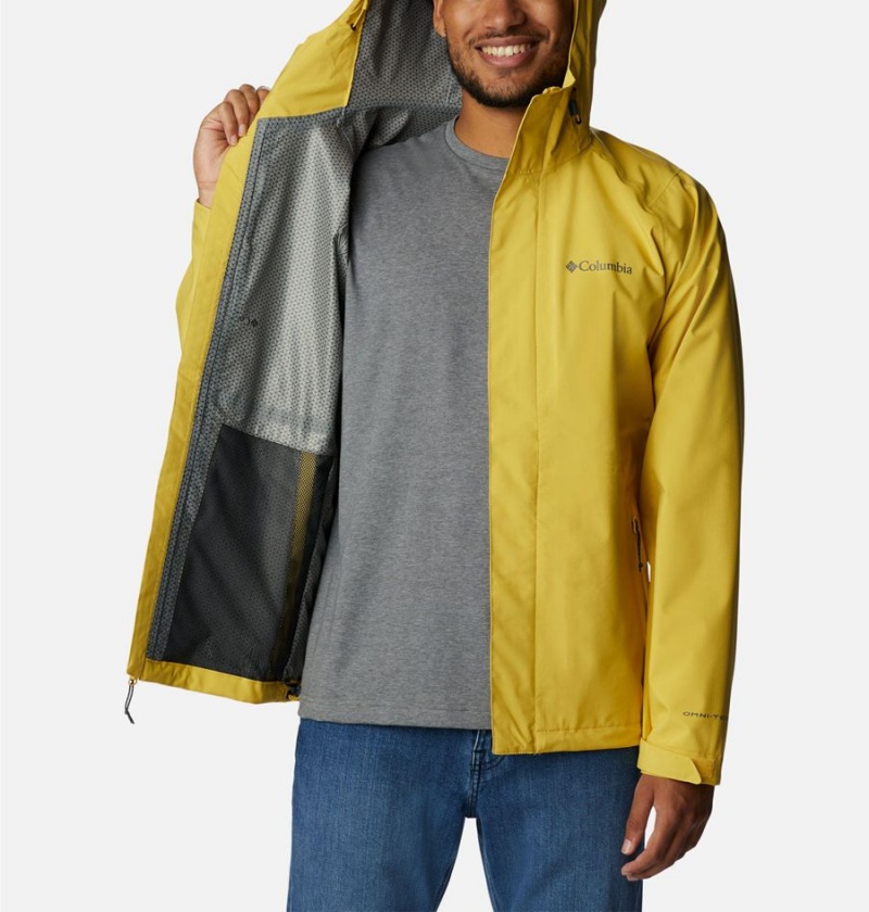 Yellow Columbia Earth Explorer Shell Men's Rain Jacket | 59074WJBM