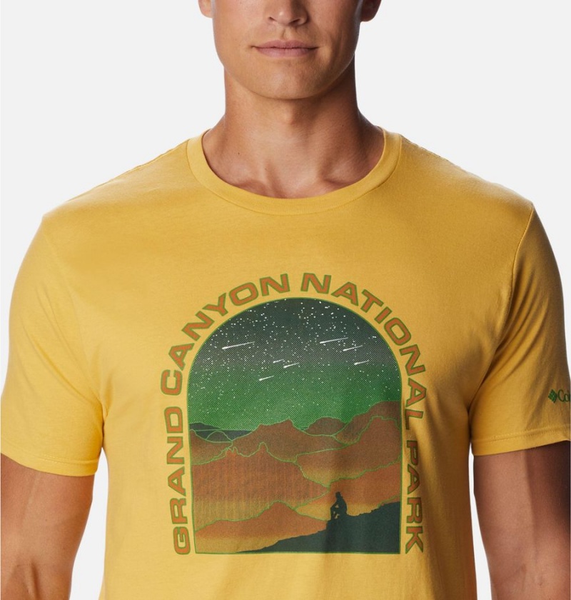 Yellow Columbia Grand Canyon NP Men's T-Shirt | 78369DPZF