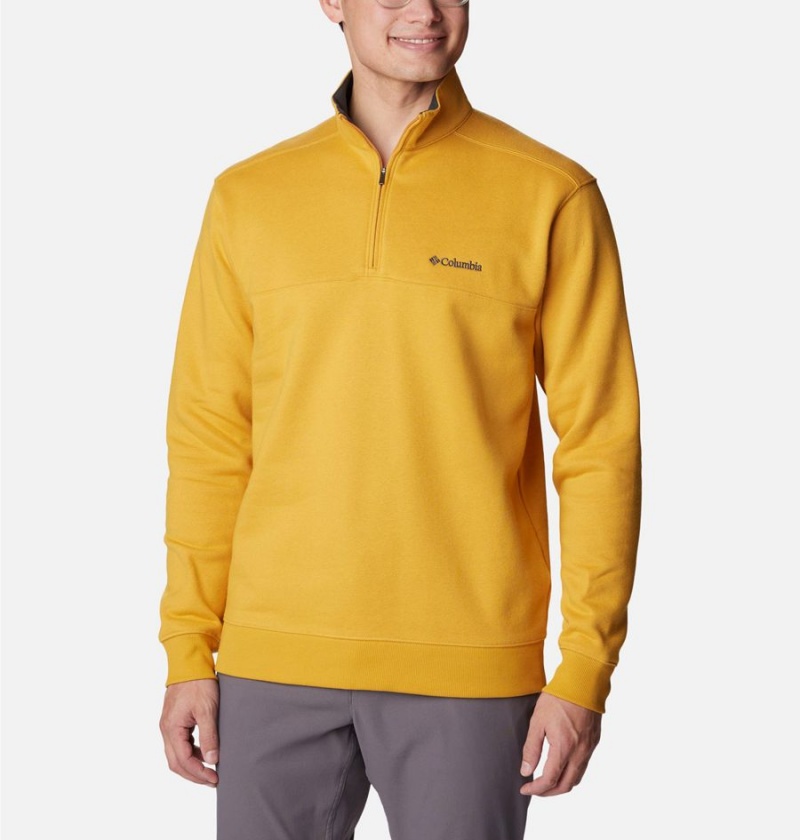 Yellow Columbia Hart Mountain II Half Zip Men\'s Sweatshirt | 27560LDGE