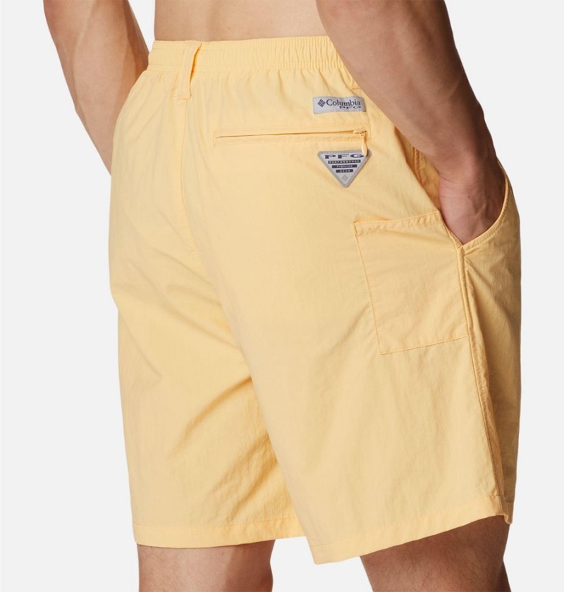 Yellow Columbia PFG Backcast III Water Men's Shorts | 86941TSDI