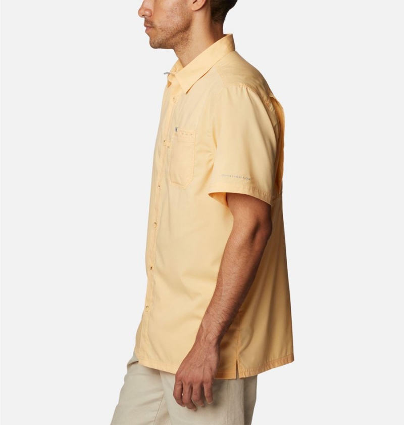 Yellow Columbia PFG Slack Tide Camp Men's Shirt | 56809PXUS