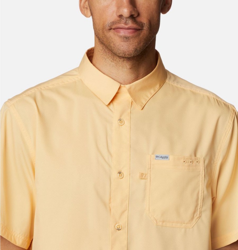 Yellow Columbia PFG Slack Tide Camp Men's Shirt | 56809PXUS